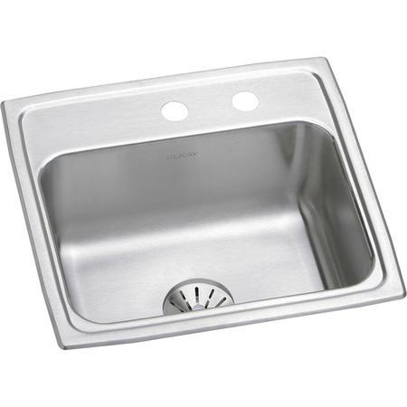ELKAY Classic SS 19-1/2"x19"x7-1/2", Sngl Bowl Drop-in Sink w/Perfect Drain LR1919PDMR2